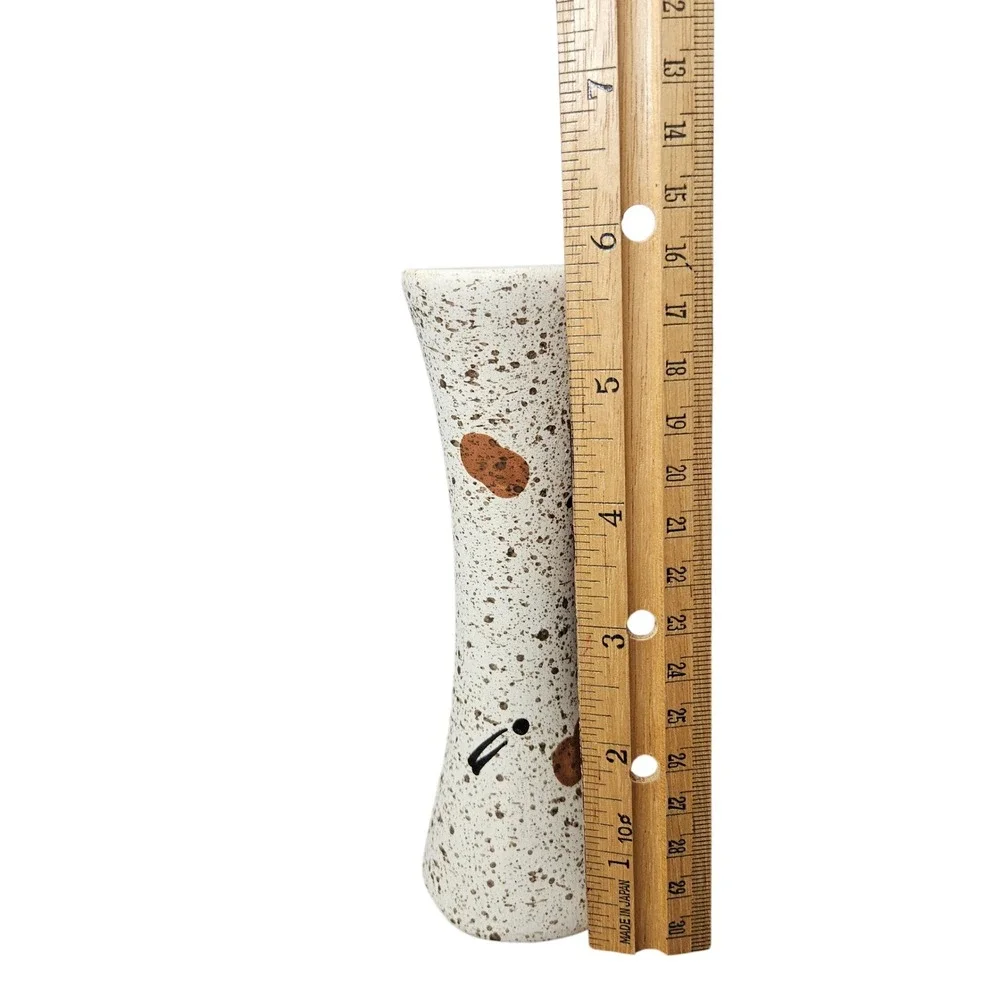 Vintage Mid-Century Modern‎ Speckled Ceramic Hourglass Bud Vase Abstract Atomic